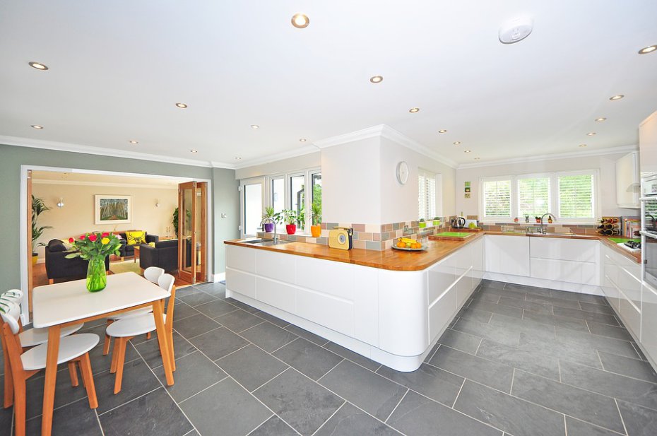 kitchen with living room